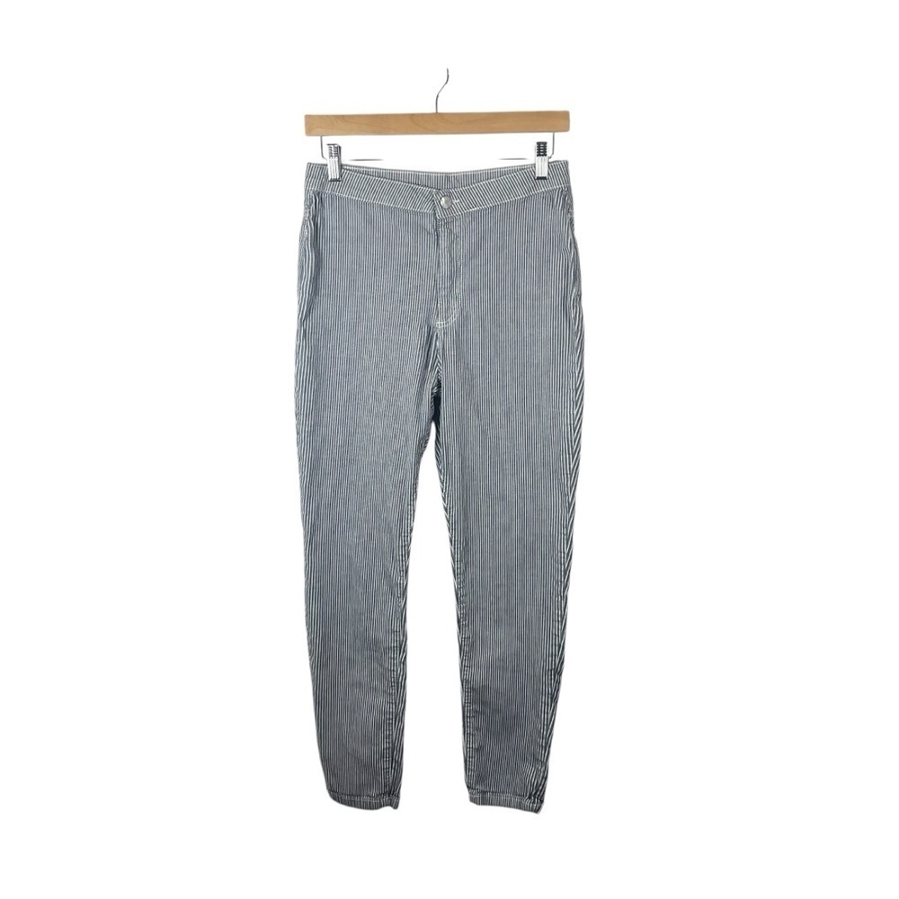 Free People Women’s Hickory Pinstripe Straight Leg Pants Navy/White Size 30